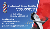 Toronto Professional Barber Shop Supplies Business Cards